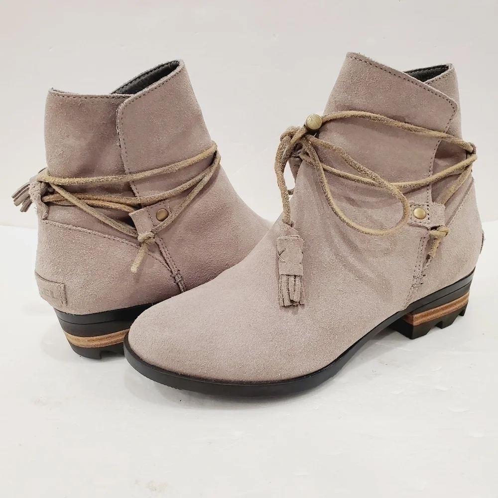 Sorel Farah Gray Suede Ankle Boots